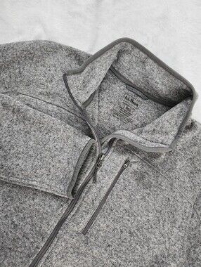 L.L.BEAN Men's Large Sweater Fleece Full-Zip Jacket Slightly Fitted Heather Grey
